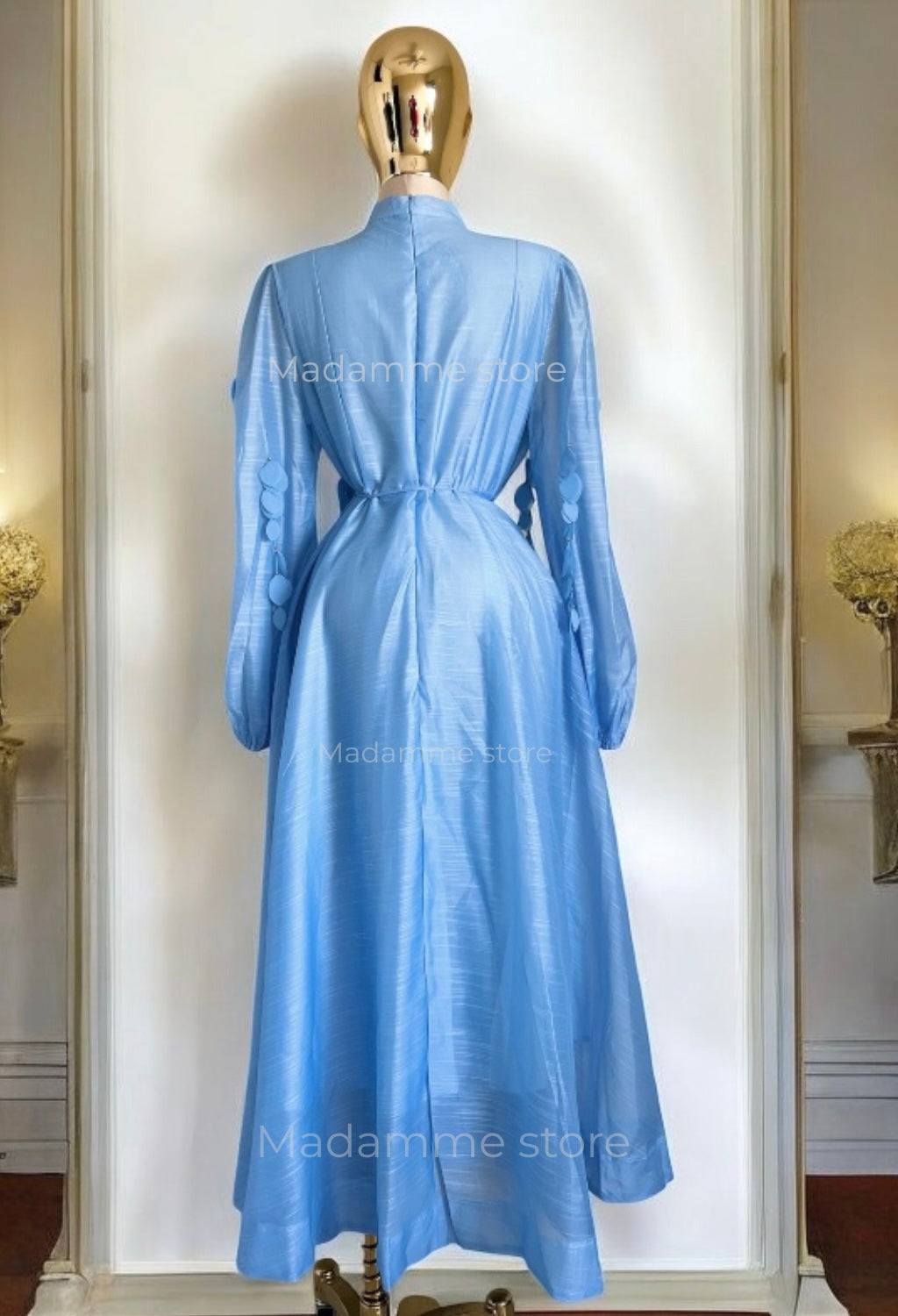Vestido Celeste Hojas colgantes