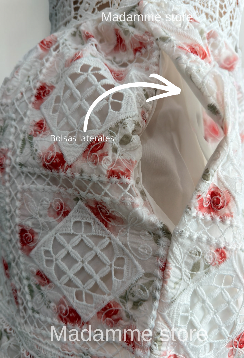 Vestido Rosas sobre Marfil