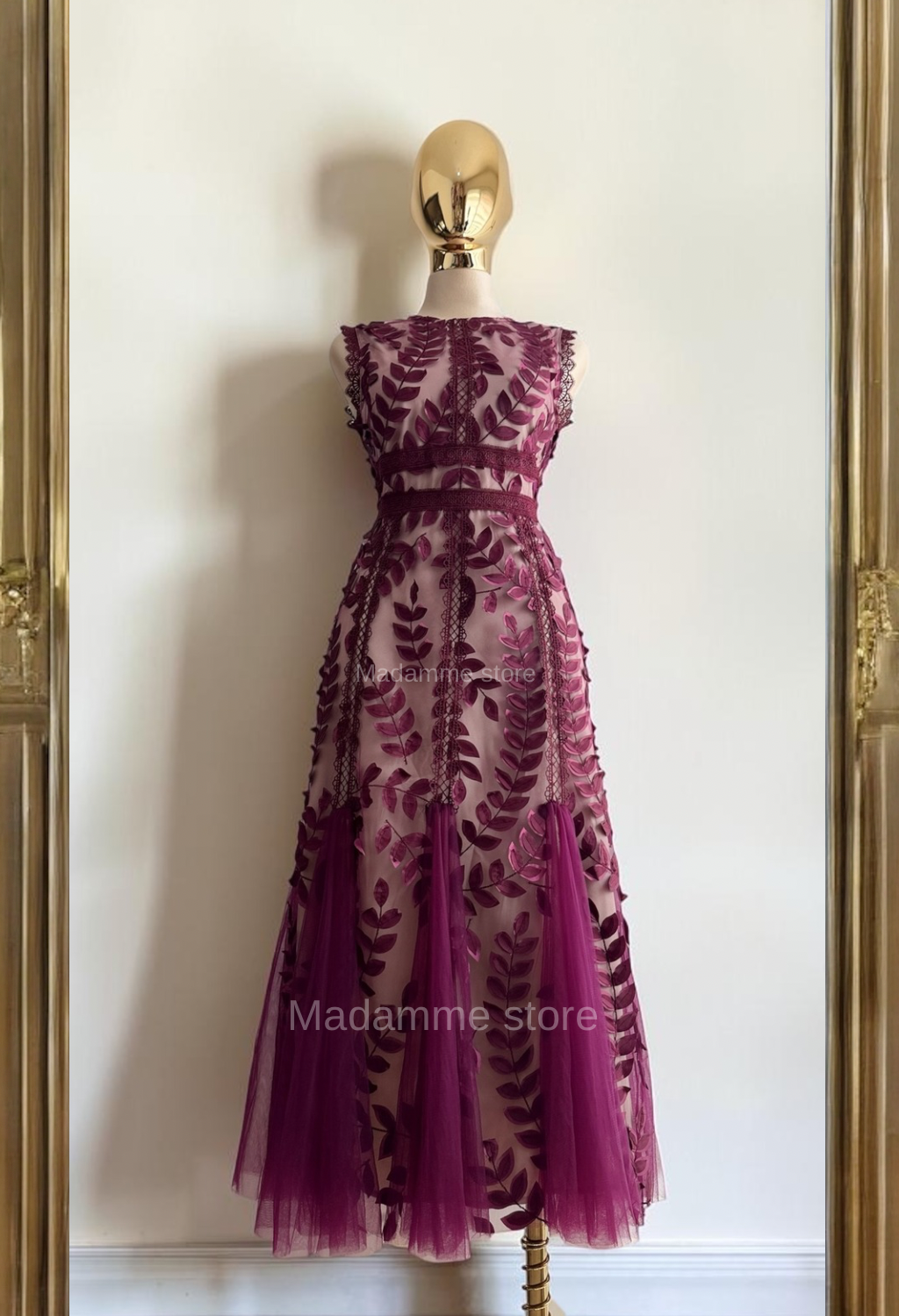 Vestido hojas de Borgoña