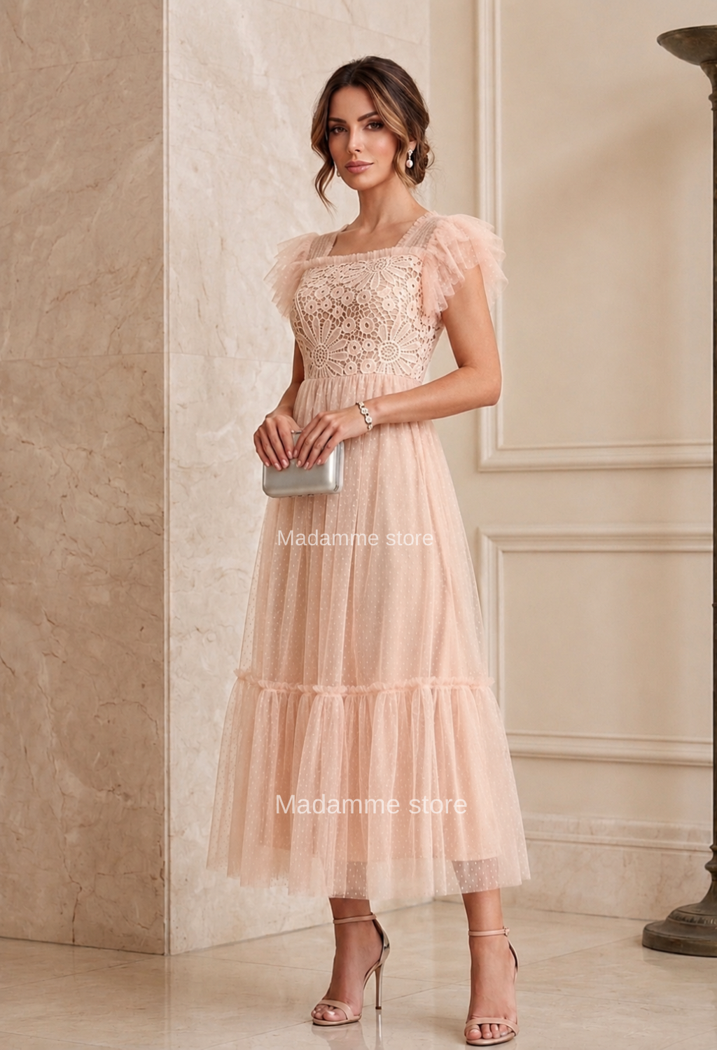 Vestido Blush Plumetti