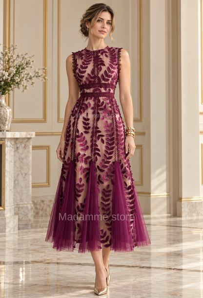 Vestido hojas de Borgoña