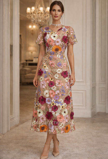 Vestido Flores 3D